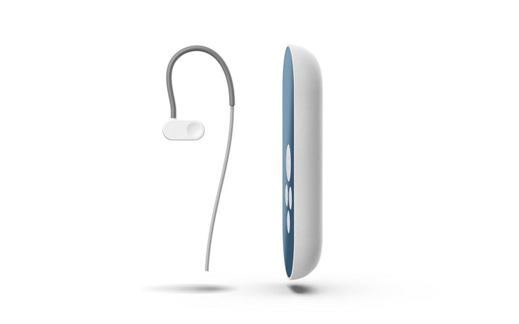 Nuropod's two-part setup: an ear clip electrode plus a handheld controller.